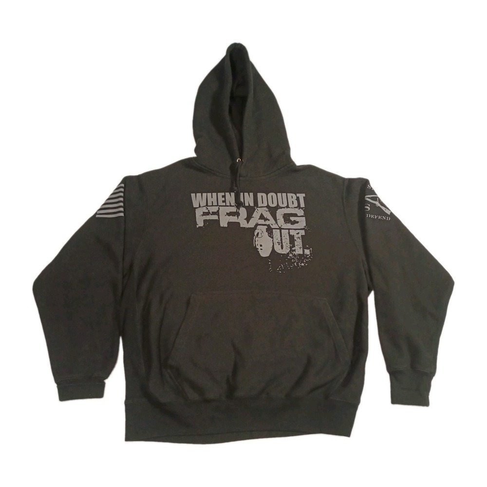 Grunt Style When In Doubt Frag Out Grenage Black Hoodie Sweatshirt Men's XL